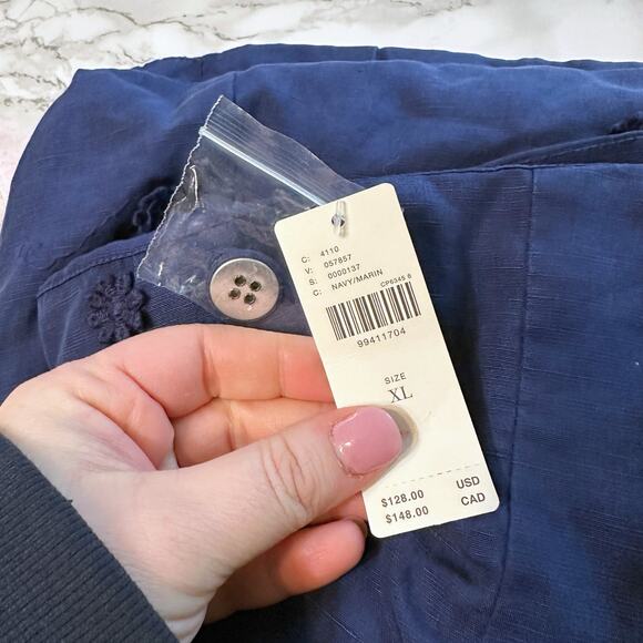 Maeve Navy Linen Blend Floral Detail Halter Vest Top Women's Size XL NEW - Picture 9 of 9